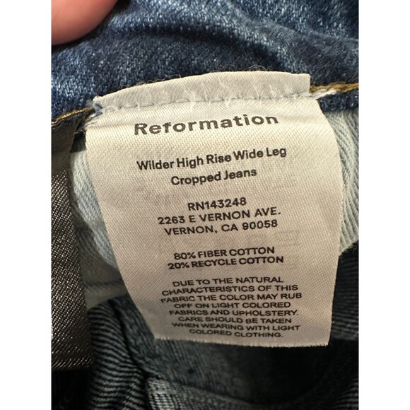 Reformation Wilder High Rise Wide Leg Crop Jeans Size 28 Denim Medium Wash - Picture 4 of 4